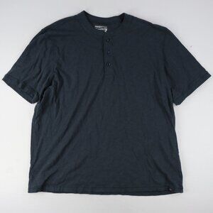 Faherty Shirt Mens 2XLarge Blue Heathered Henley Short Sleeve Tee Preppy Navy